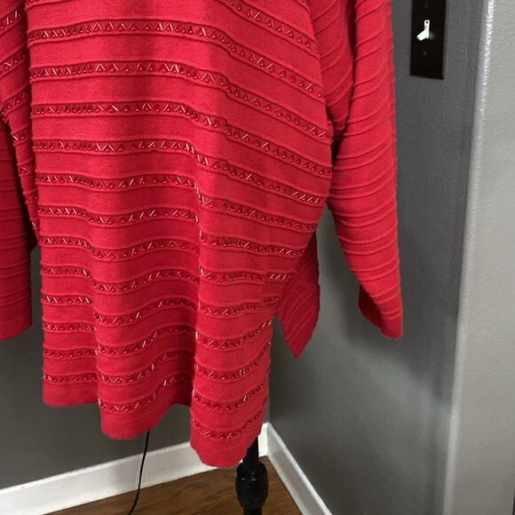 Lane Bryant Sweater Womens Red Top Long Sleeve Casual Ladies Beaded - Picture 6 of 13